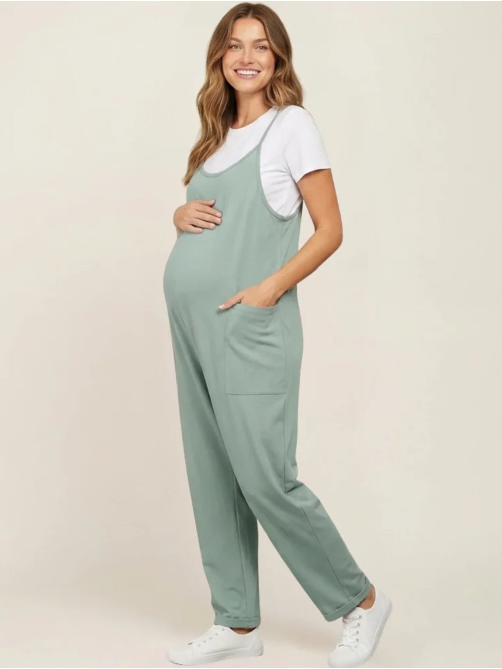 Sage Green Oversized Jumpsuit - Maternity & Postpartum